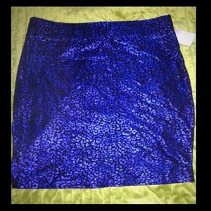 Metallic Blue / Black Mini Skirt  PLUS SIZE