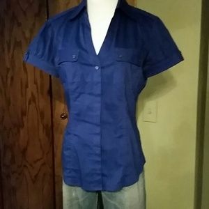 Blue short sleeve button down shirt