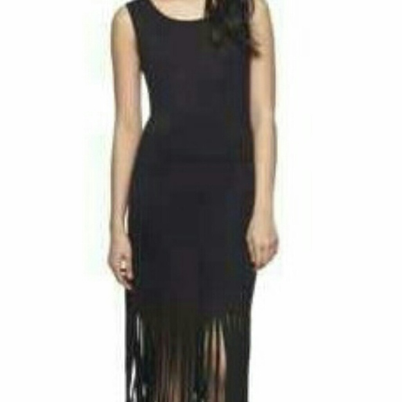 Black Fringe Bottom Maxi Dress