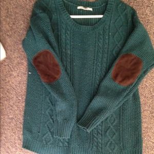 Urban Outfitters Green cable knit w\elbow patches