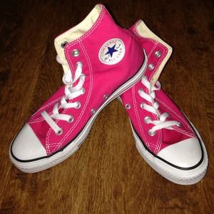 Bright pink hightop converse all star size 4