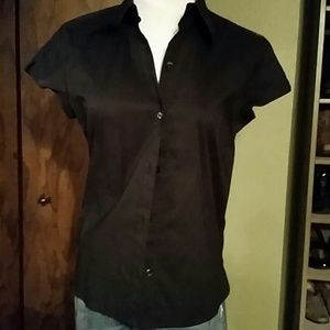 Black short sleeve button down shirt