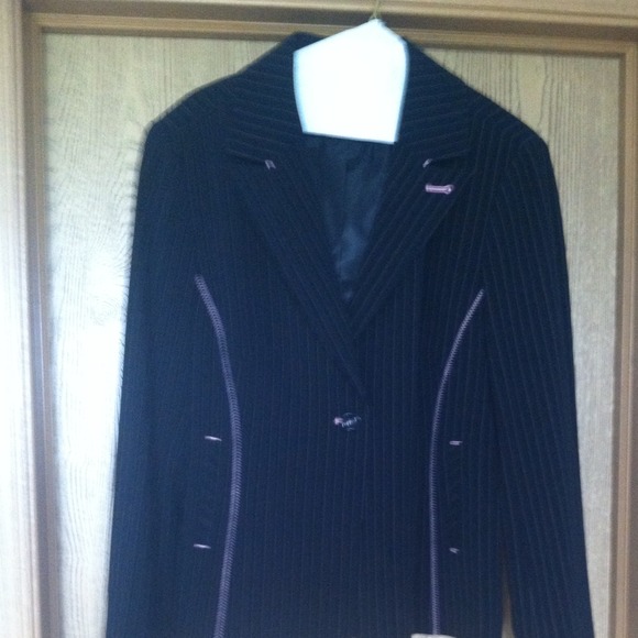 Black/Pink Pinstripe Blazer, Size 12