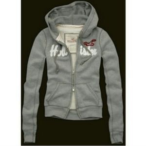 Gray Grey Hollister Zip Up Hoodie
