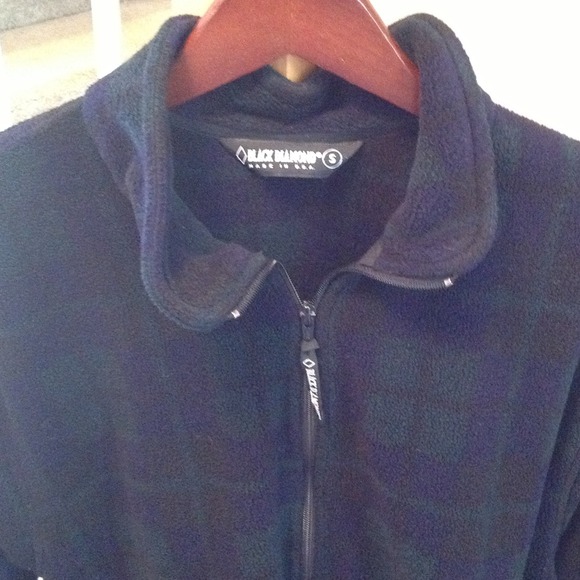 Green and blue checkered zip up fleece jacket - Picture 2 of 2