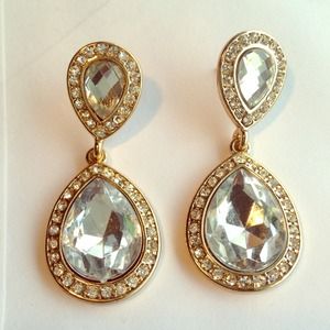 Reverse Teardrop Chunky Rhinestone Earrings