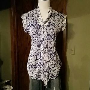 Blue and white blouse