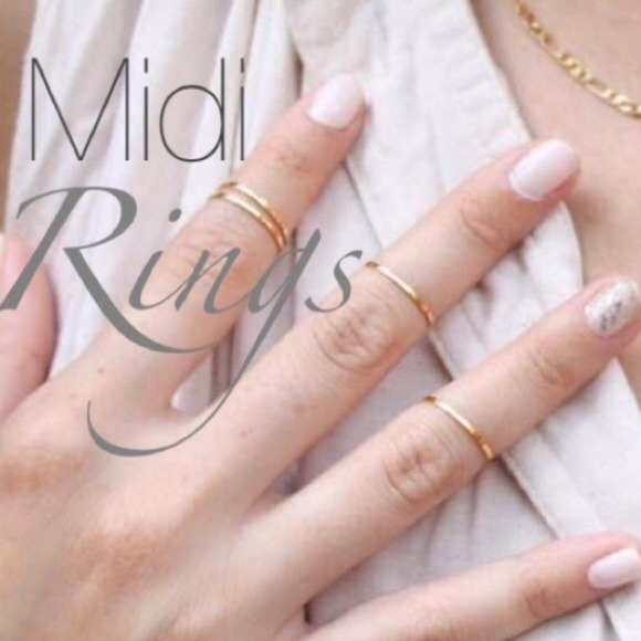 Set of 4 Gold Midi Rings