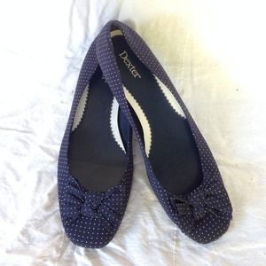 Dexter Navy Polka Dot Flats Size 10