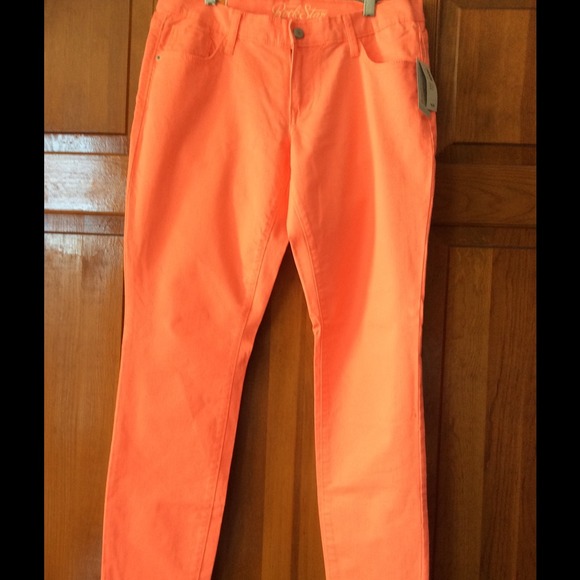 Bright Orange Skinny Rockstar Jeans