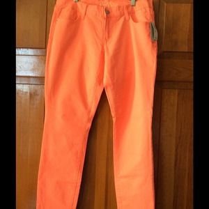 Bright Orange Skinny Rockstar Jeans