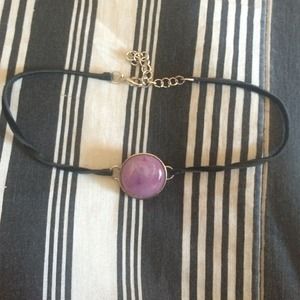 purple pendant choker