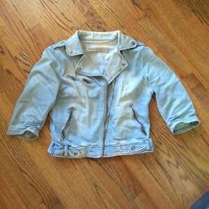 Zara cropped jean moto jacket