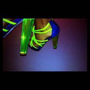 top shop lucite and suede heels, size 9.5