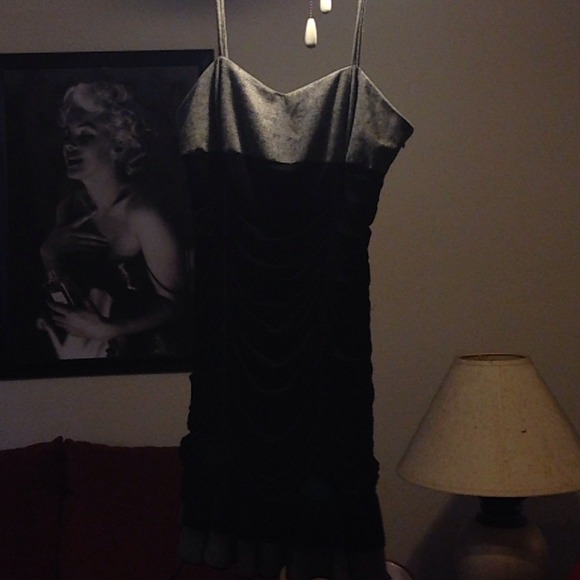 Gray and black spaghetti strap dress