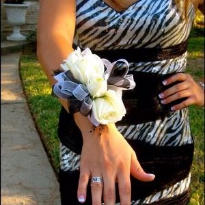 Black and white sequin zebra formal dress size 12