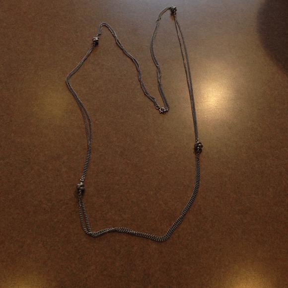 Long silver necklace