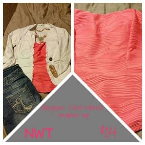 Maurices Studio Y strapless coral colored top