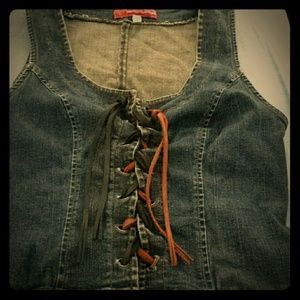 Lace up Demin vest