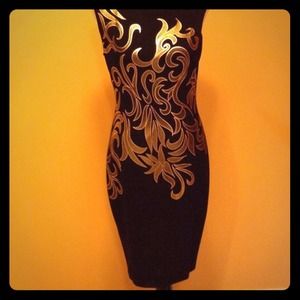 Cache black and gold dress