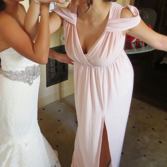 ASOS blush bridesmaid long maxi dress gown