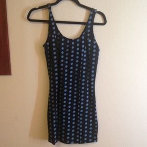 Blue polka dot bodycon dress from Topshop