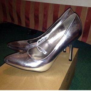 Silver, pointy heels