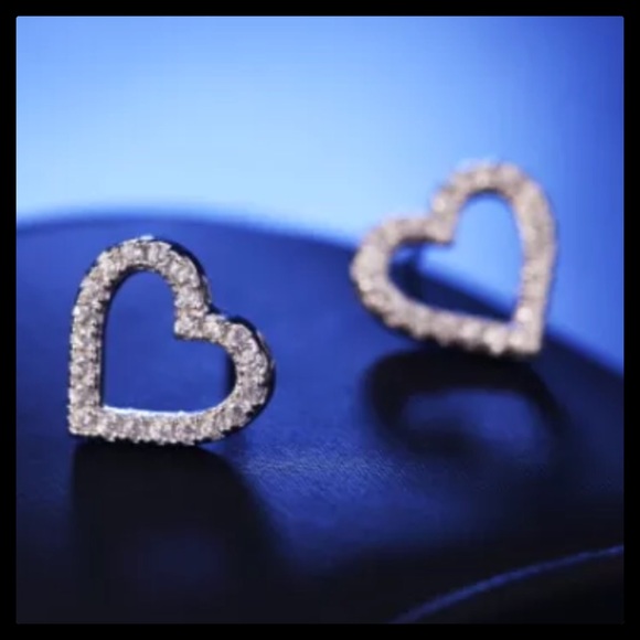 Silver Heart Cut Out Earrings - Picture 2 of 5