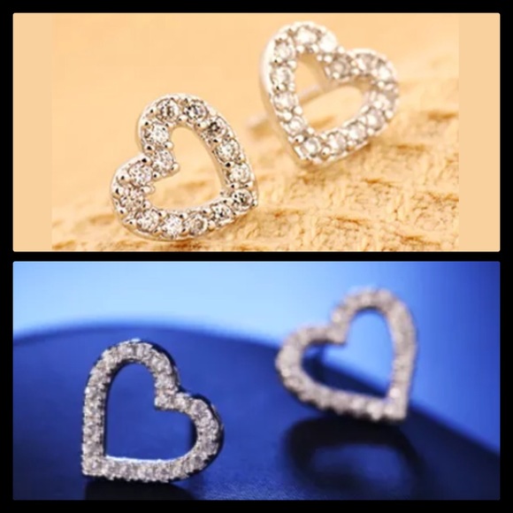 Silver Heart Cut Out Earrings - Picture 3 of 5