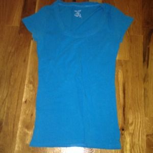Plain blue Wet Seal scoopneck t-shirt.
