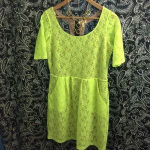 URBAN OUTFITTERS -Neon Lace Dress