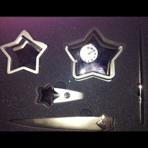 desk letter pen paper weight clock photo frame set