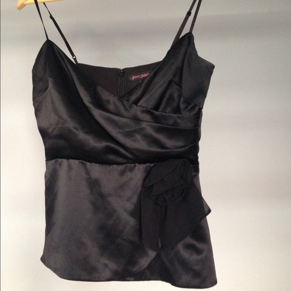 Betsey Johnson Black Silk Cami w/ Sweetheart Front