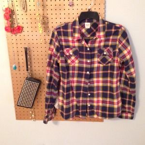 Mossimo red, blue, yellow and white plaid flannel