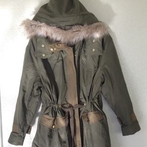 H&M COAT (ARMY GREEN) with HOOD BRAND NEW