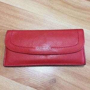 Authentic Red Leather Coach Wallet
