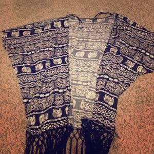 Black and white elephant kimono