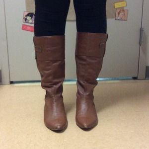 Brown leather boots