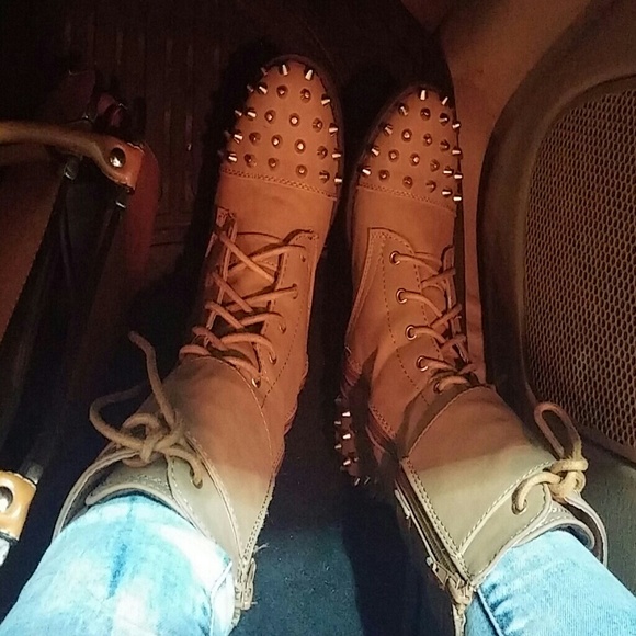 Brown studded boots