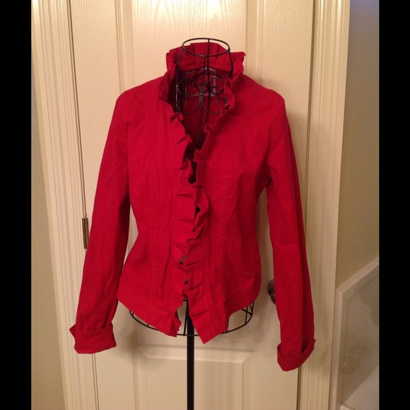 Red denim dressy jacket