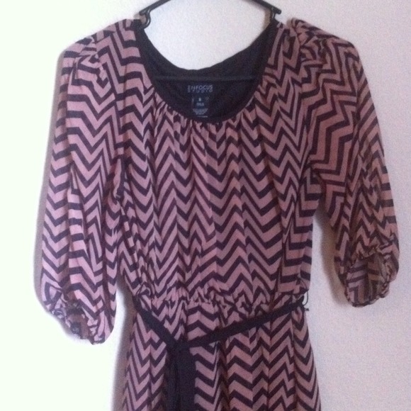 Chevron pink & black dress
