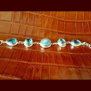Baby blue sliced agate bracelet