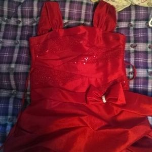 Short red ruffle dress