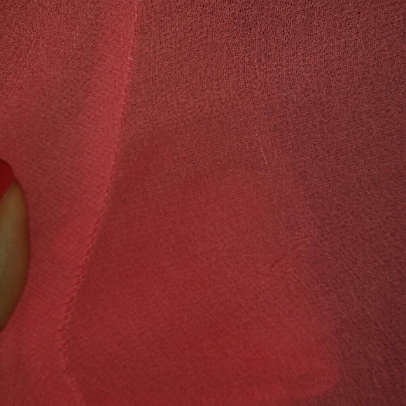 Sheer peach colored long sleeve blouse - Picture 3 of 3