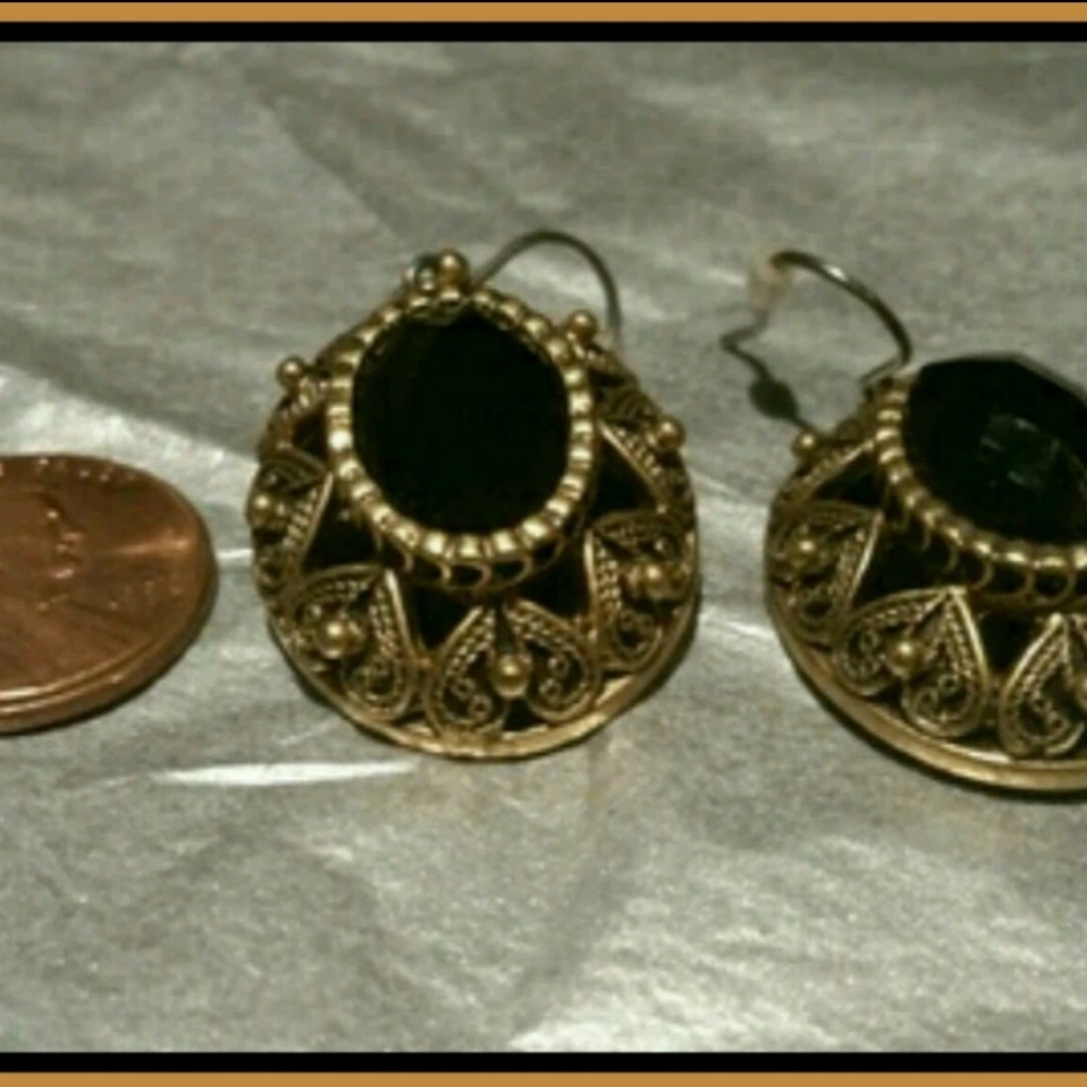 Lucky Brand Black Stone & Goldtone Earrings Fishhook Closure NEW - Picture 8 of 10