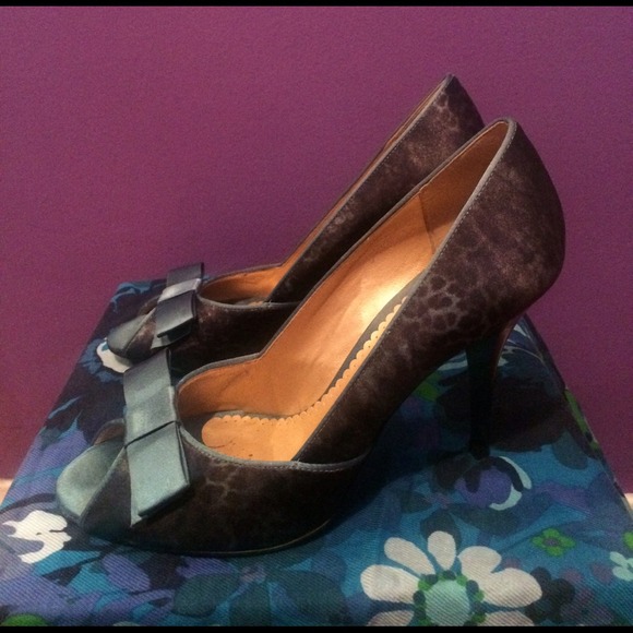 Peep toe blue leopard heel - Picture 3 of 4