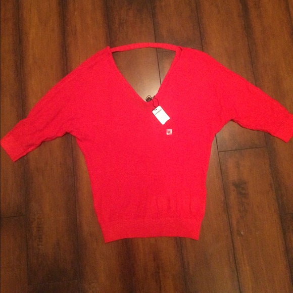 Express Red V neck blouse - Picture 1 of 2