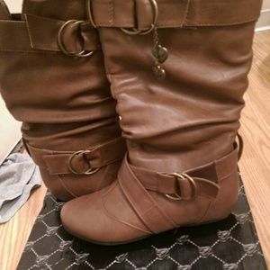 Brown Faux Leather Boots