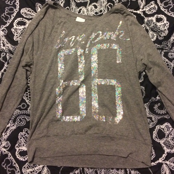 Love pink sequin long sleeve shirt