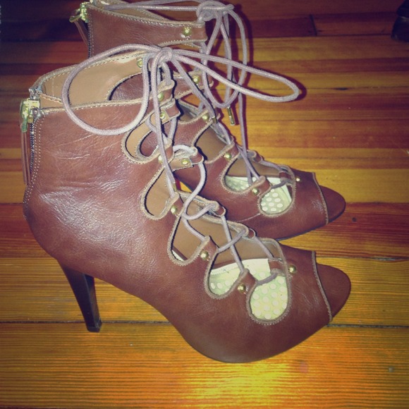 Brown lace up heels